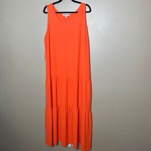 Elizabeth and James Women's Orange Long Maxi Dress Boho Sleeveless Size‎ XXL